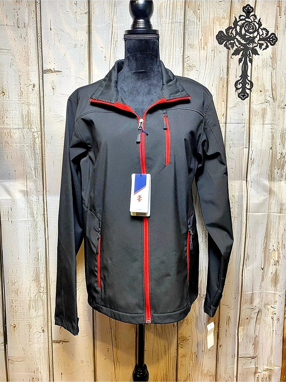 IZOD Men'Small Softshell Jacket Black & Red Sz-PS